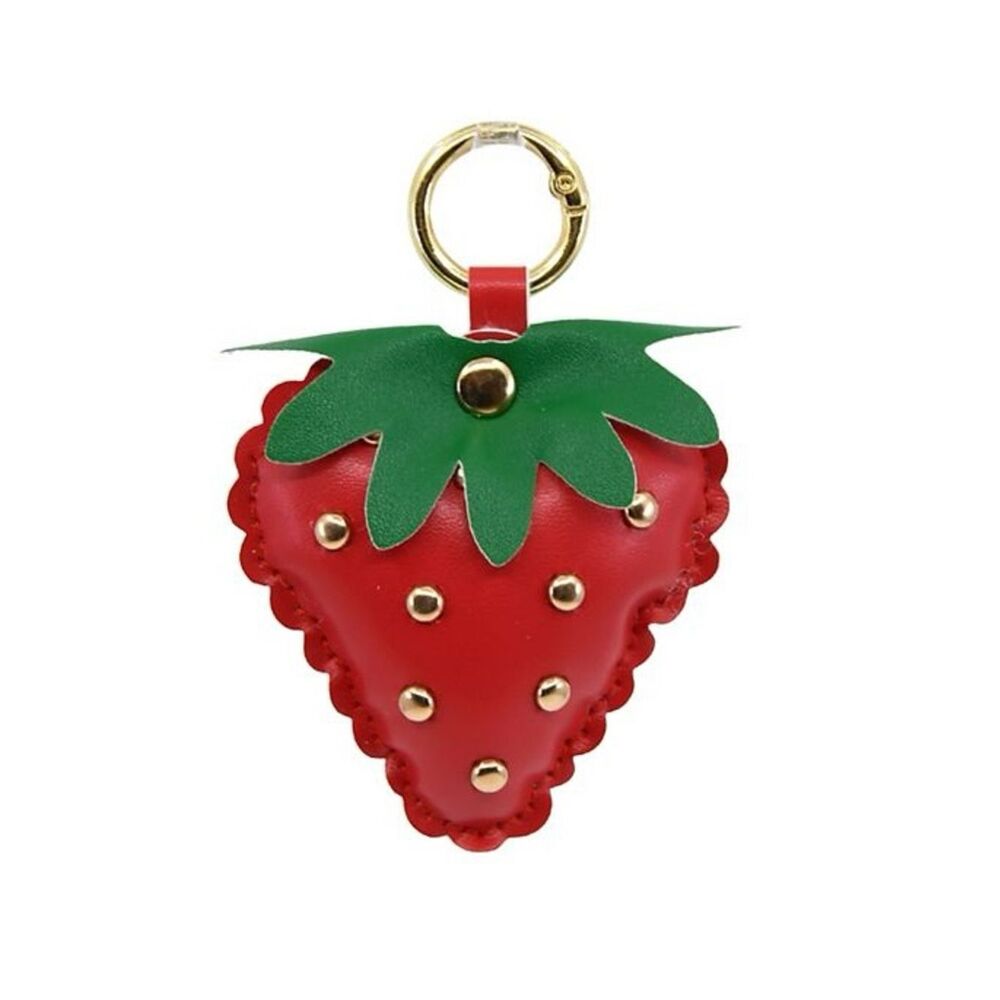 New Strawberry Bag Charm Keychain - Red & Green